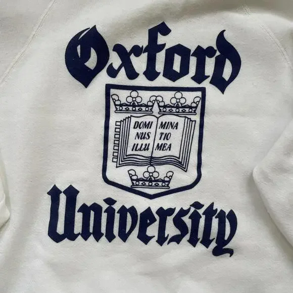 Womens White Vintage 90's Oxford University Crewneck Sweatshirt - Size Medium - Picture 2 of 4